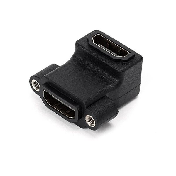 90° Angle 4K HDMI 2.0 Panel Mount Adapter Coupler with screw locking Female to Female - Image 4