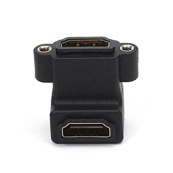 90° Angle 4K HDMI 2.0 Panel Mount Adapter Coupler with screw locking Female to Female - Image 5