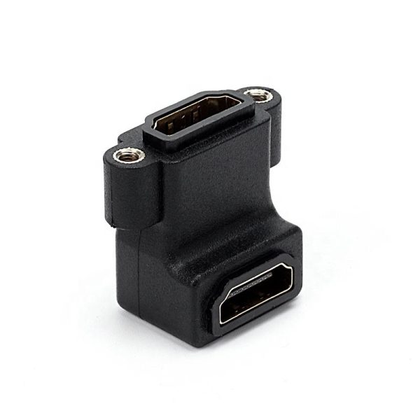 90° Angle 4K HDMI 2.0 Panel Mount Adapter Coupler with screw locking Female to Female - Image 6