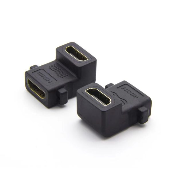 90° Angle 4K HDMI 2.0 Panel Mount Coupler Adapter with Screw Hole Female to Female - Image 3