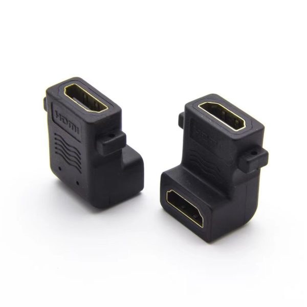 90° Angle 4K HDMI 2.0 Panel Mount Coupler Adapter with Screw Hole Female to Female - Image 2