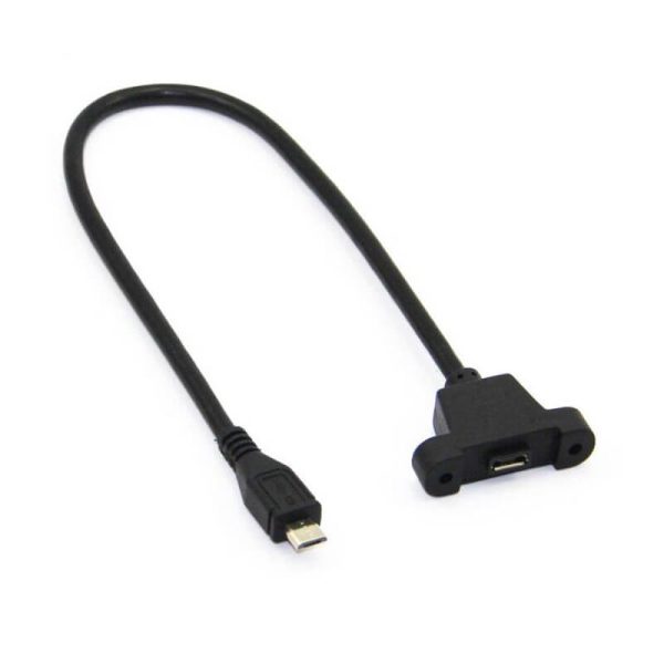 Micro USB 2.0 Panel Mount Cable, Male to Female Extension Cable - Image 5