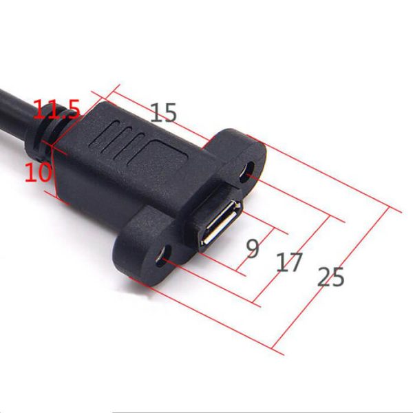 Micro USB 2.0 Panel Mount Cable, Male to Female Extension Cable - Image 4