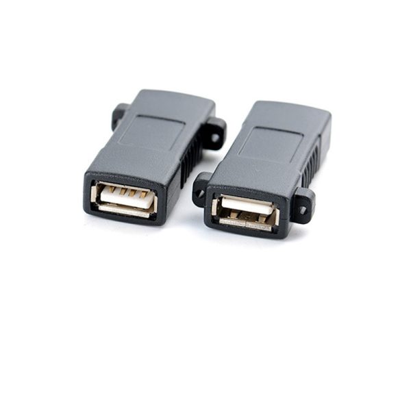 USB 2.0 A Panel Mount Adapter Female to Female Coupler with Screw Hole - Image 2