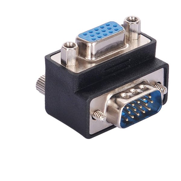 90° Angle Panel Mount VGA Male to Female Coupler Adapter