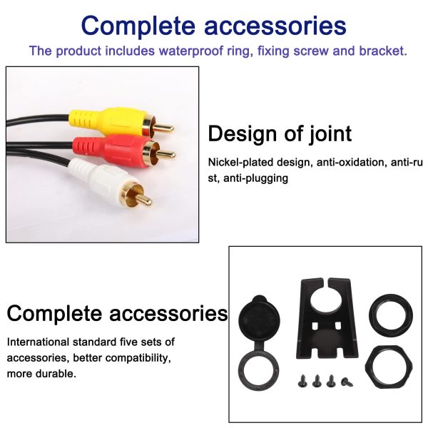 Flush USB A Panel Mount USB 3.0 A and 3RCA to 3.5mm Male to Female Car Waterproof Cable – Image 4
