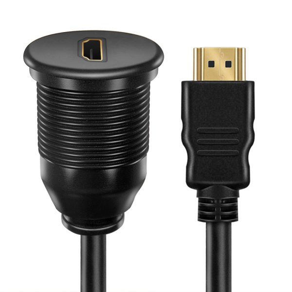Single Port Waterproof HDMI Panel Mount Male to Female Car Cable – Image 2