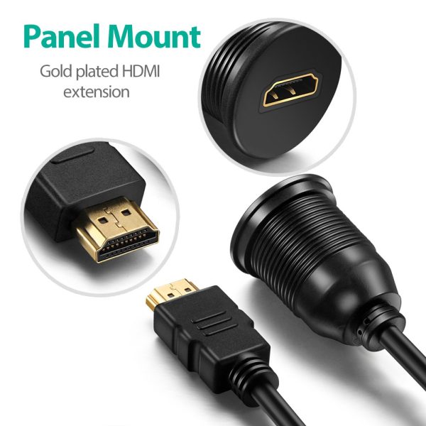 Single Port Waterproof HDMI Panel Mount Male to Female Car Cable – Image 4