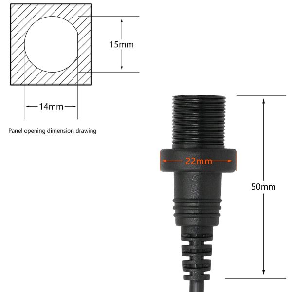 Panel Mount Mini USB 2.0 Flush Mount Car Waterproof Cable – Image 3