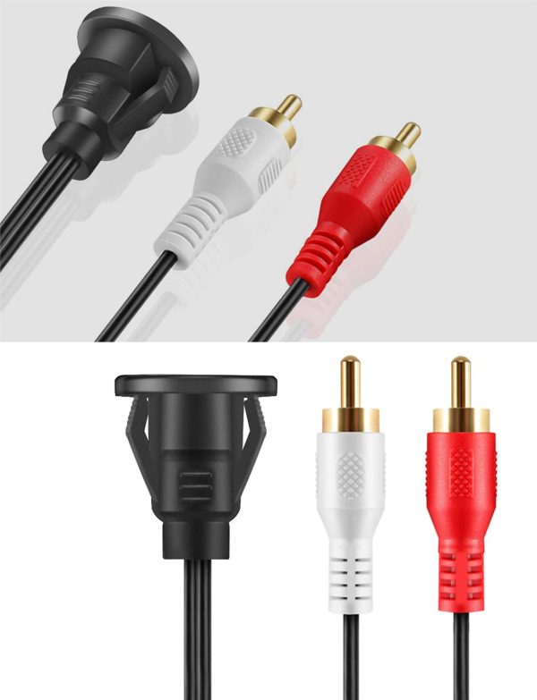 3 RCA Panel Flush Mount Extension Cable - Imagen 2
