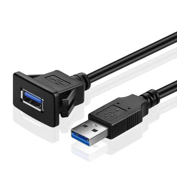 Single Port Square USB 3.0 Panel Flush Mount Extension Cable – Image 5