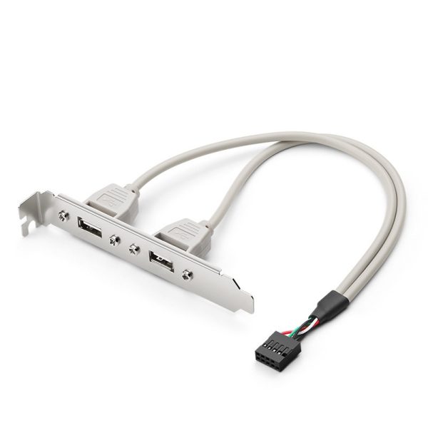 USB 9PIN to 2 Port USB A Female Slot Plate Adapter Cable