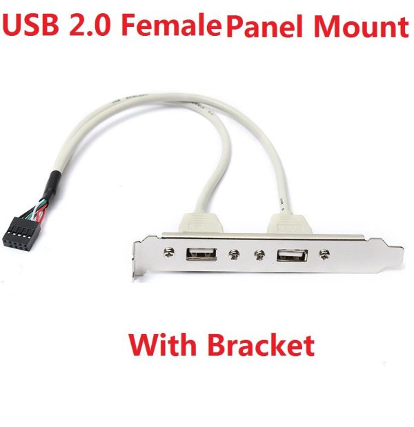 USB 9PIN to 2 Port USB A Female Slot Plate Adapter Cable - Image 3