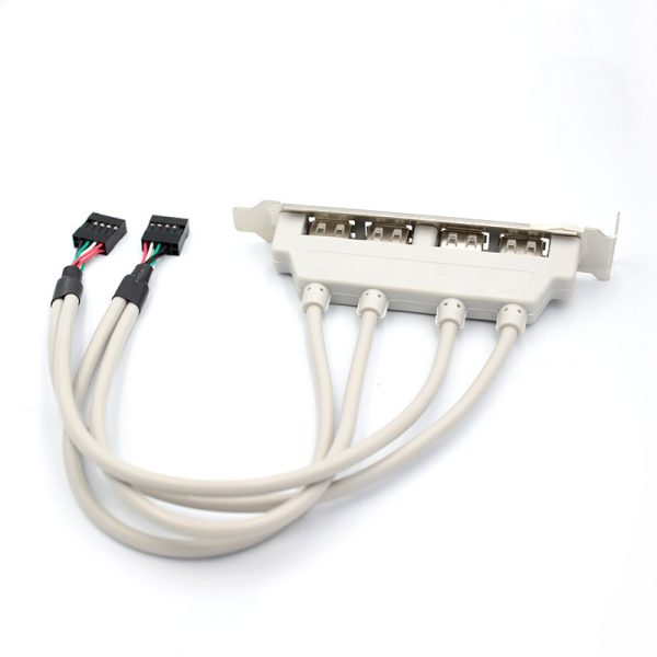 Dual USB 9PIN to 4 Port USB A Female USB Slot Plate Adapter Cable - Image 2