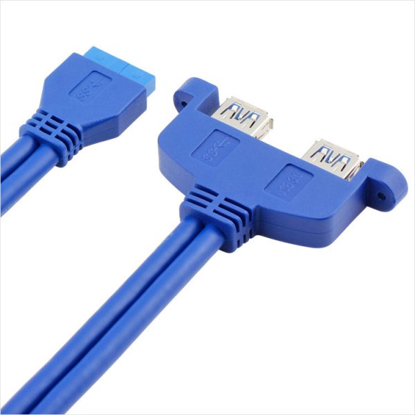 USB 3.0 20PIN to 2 Port USB A Female USB Slot Bracket Cable - Image 3