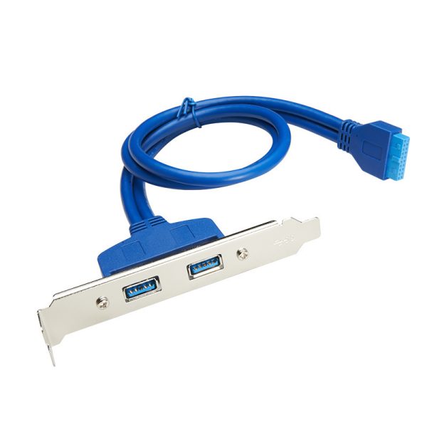 USB 3.0 20PIN to 2 Port USB A Female USB Slot Bracket Cable - Image 2