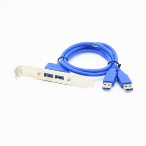 Dual USB 3.0 A Male to 2 Port USB A Female USB 3.0 Slot Bracket Cable