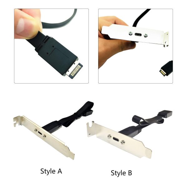 USB 3.1 Type E Male to USB C Slot Bracket Cable - Image 3