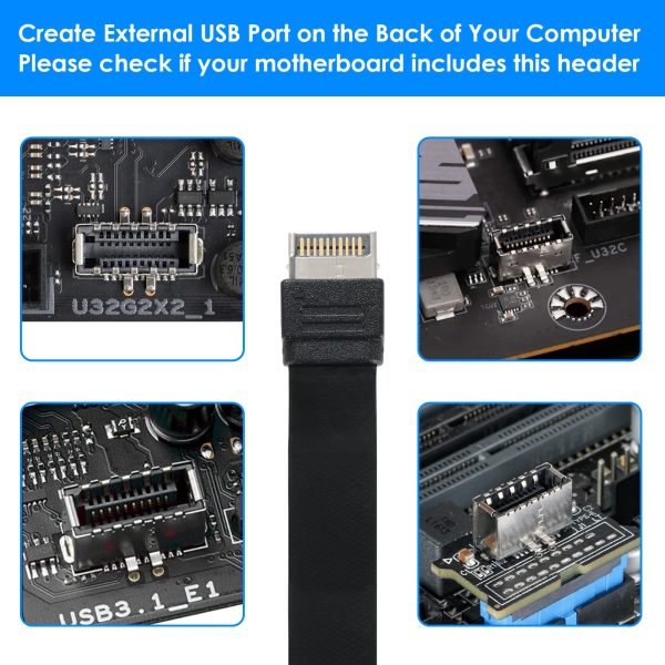 Dual USB 3.1 Type E Male to 2 Port USB C Female Slot Plate Adapter Cable - Image 6