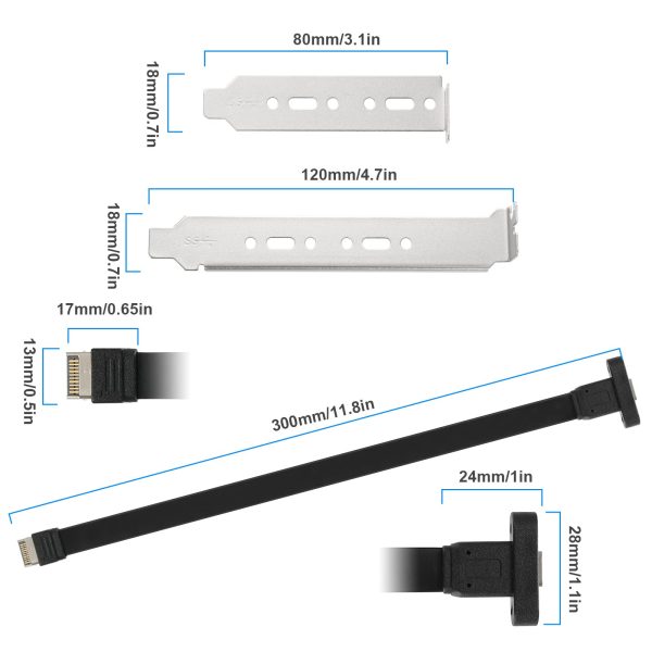 Dual USB 3.1 Type E Male to 2 Port USB C Female Slot Plate Adapter Cable - Image 5