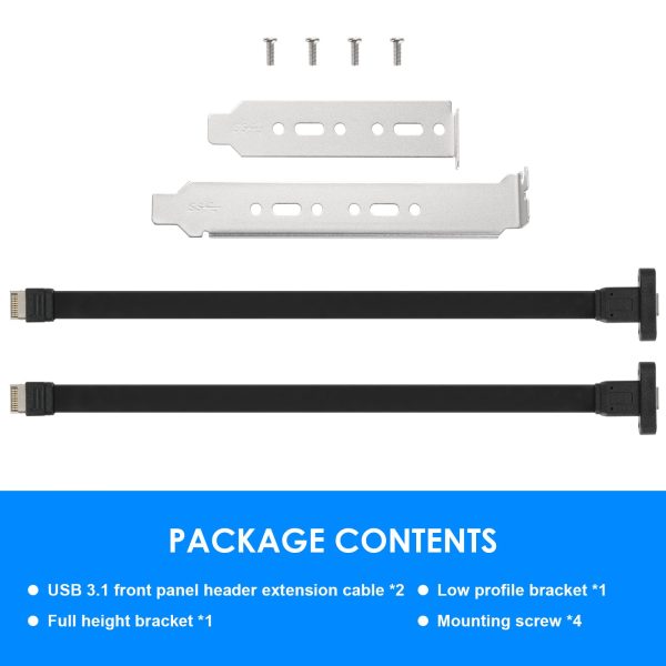 Dual USB 3.1 Type E Male to 2 Port USB C Female Slot Plate Adapter Cable - Image 4