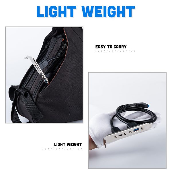 USB 3.0 20PIN Female to USB 3.0 A and USB 3.1 C Female USB Slot Plate Adapter Cable - Imagen 5