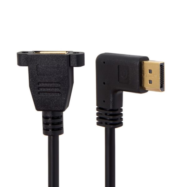 Angle DisplayPort Panel Mount Cable, DP 1.2 male to female Extension Cable - Image 3