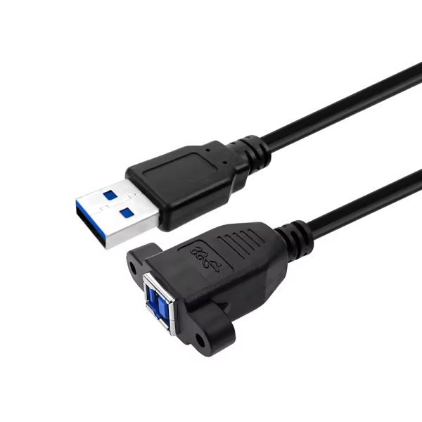 Cabo de extensão USB 3.0 A para B para montagem em painel, macho para fêmea