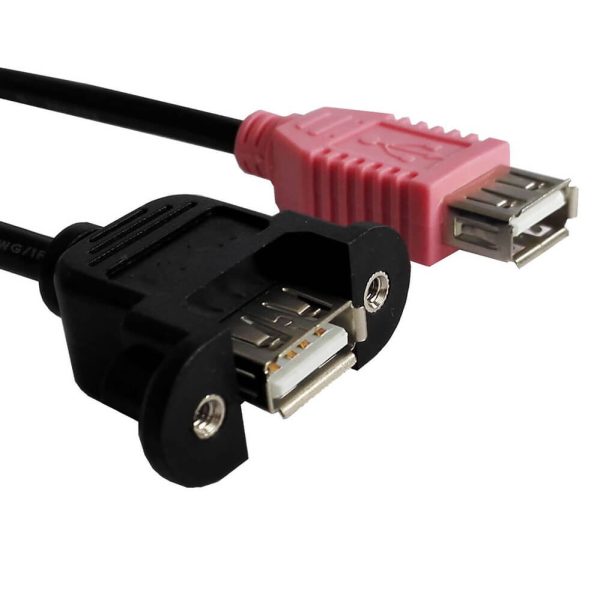 USB 2.0 Panel Mount Cable, Female to Female - Image 2