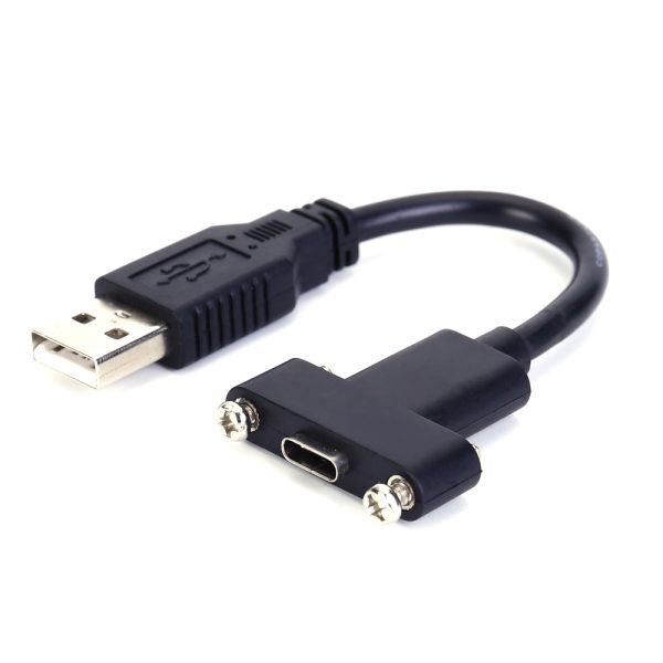 Cabo de montagem em painel USB 2.0 A para USB-C, cabo de extensão macho-fêmea