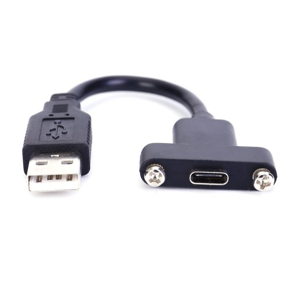 USB 2.0 A to USB-C Panel Mount Cable, Male to Female Extension cable - Image 2